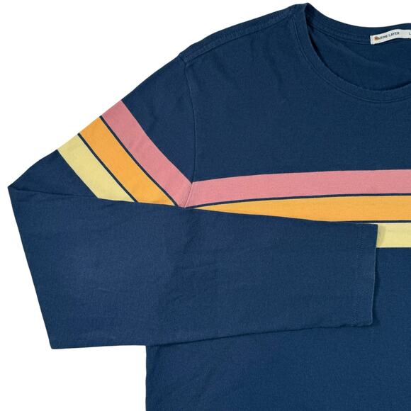 Marine Layer Mens Large Blue Striped Long Sleeve Shir - Picture 4 of 11